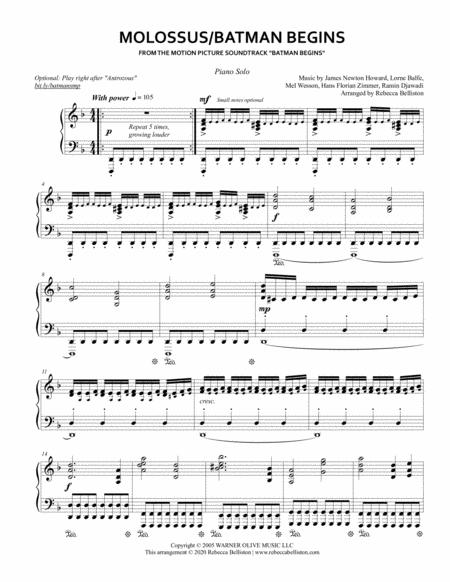 Molossus Batman Begins Piano Solo Sheet Music