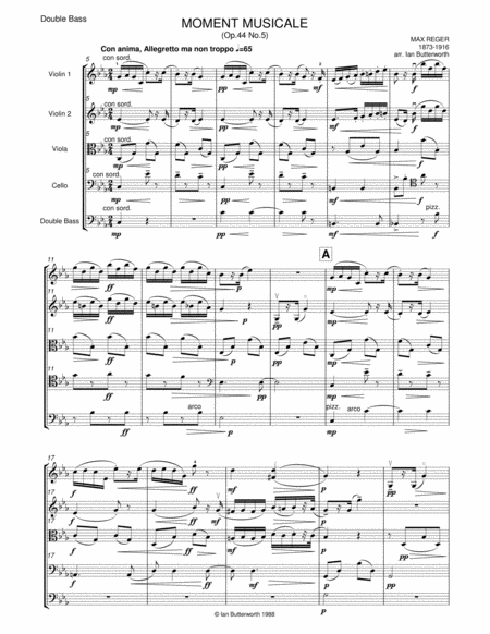 Moment Musicale From 10 Short Pieces Op 44 For String Orchestra Sheet Music