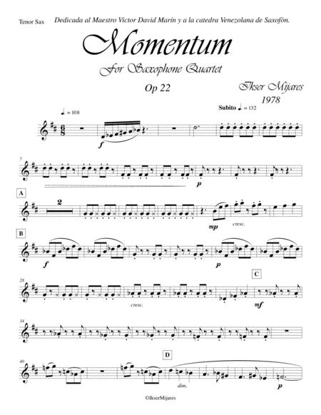 Momentum Op 22 Tenor Sax Sheet Music