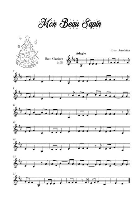 Free Sheet Music Mon Beau Sapin For Bass Clarinet