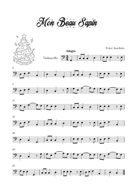 Free Sheet Music Mon Beau Sapin For Cello