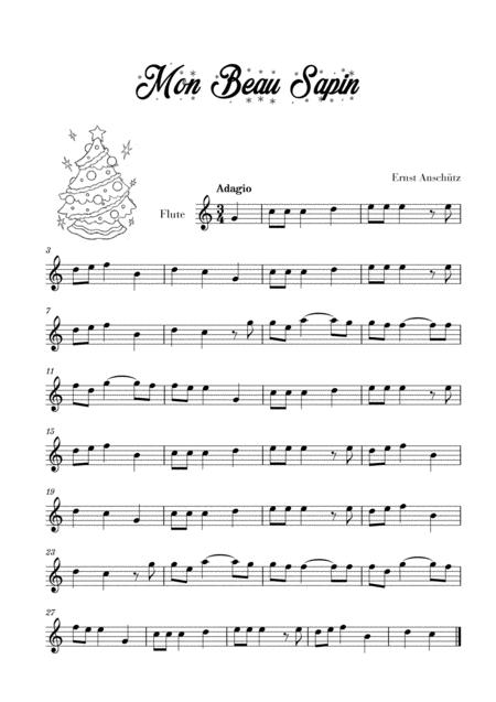 Free Sheet Music Mon Beau Sapin For Flute