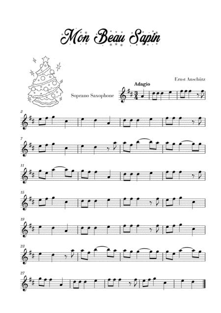 Free Sheet Music Mon Beau Sapin For Soprano Saxophone