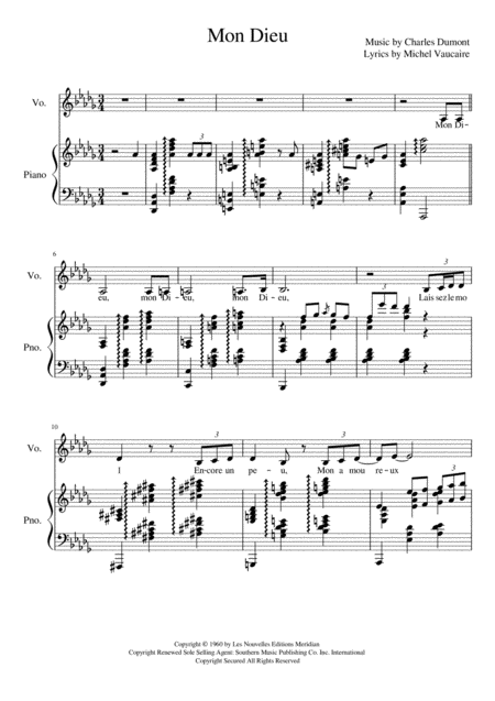 Free Sheet Music Mon Dieu