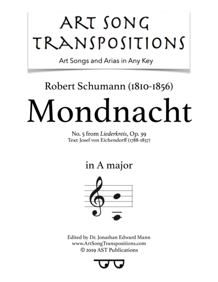 Mondnacht Op 39 No 5 A Major Sheet Music