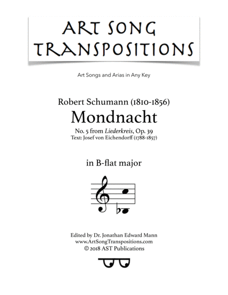 Mondnacht Op 39 No 5 B Flat Major Sheet Music