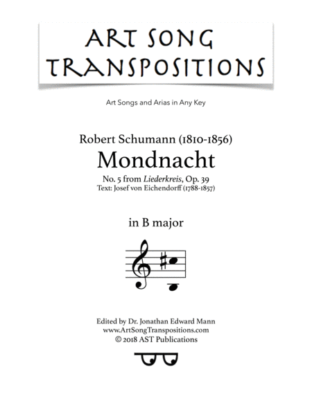 Mondnacht Op 39 No 5 B Major Sheet Music