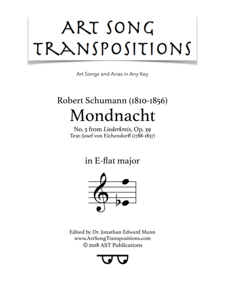 Mondnacht Op 39 No 5 E Flat Major Sheet Music