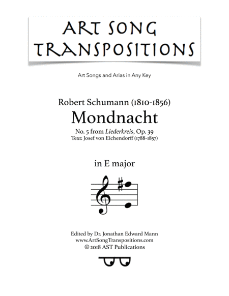 Mondnacht Op 39 No 5 E Major Sheet Music