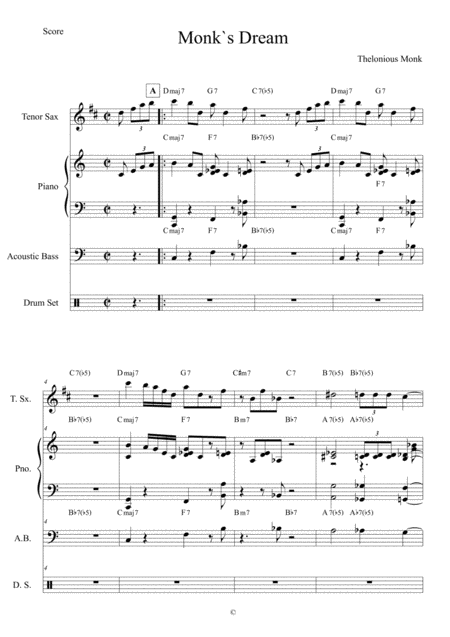 Free Sheet Music Monks Dream Score