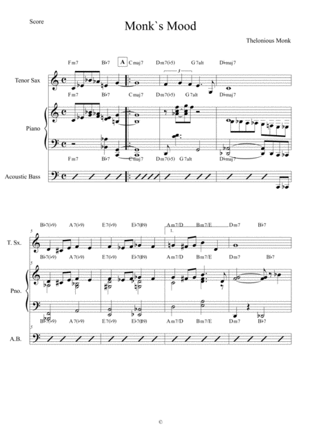 Monks Mood Score Sheet Music