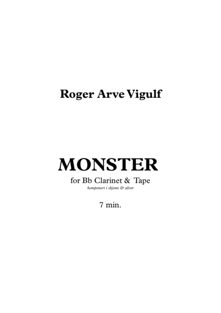 Monster For Solo Bb Clarinet And Tape Sheet Music