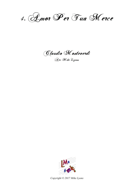 Monteverdi First Book Of Madrigals No 4 Amor Per La Tua Merce Sheet Music