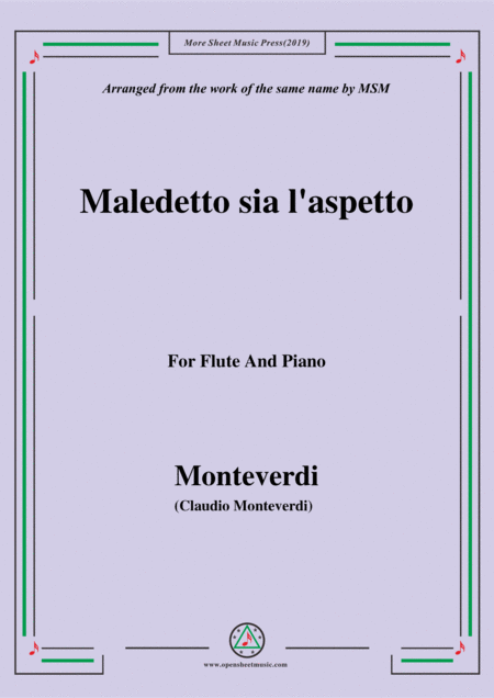 Monteverdi Maledetto Sia L Aspetto For Flute And Piano Sheet Music