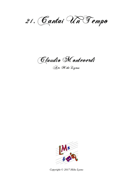 Free Sheet Music Monteverdi Second Book Of Madrigals No 21 Cantai Un Tempo