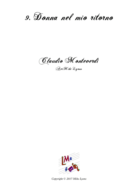 Free Sheet Music Monteverdi Second Book Of Madrigals No 9 Donna Nel Mio Ritorno