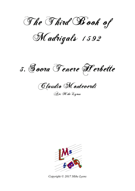 Free Sheet Music Monteverdi Third Book Of Madrigals 3 Sovra Tenere Herbette