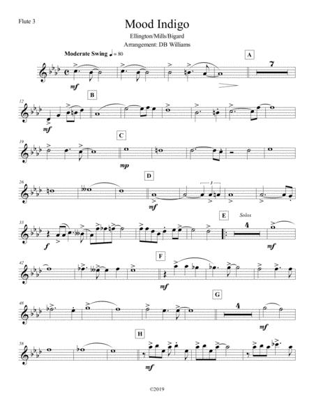 Free Sheet Music Mood Indigo Flute 3