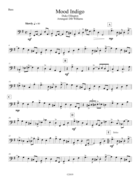 Mood Indigo Strings Bass Sheet Music