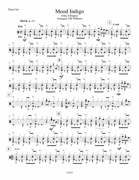 Mood Indigo Strings Drum Set Sheet Music