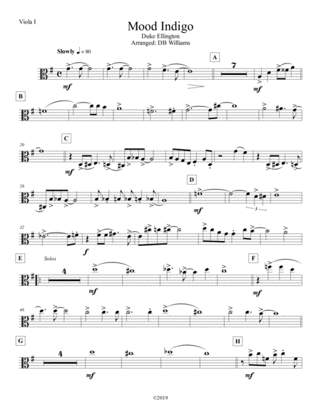 Mood Indigo Viola 1 Sheet Music