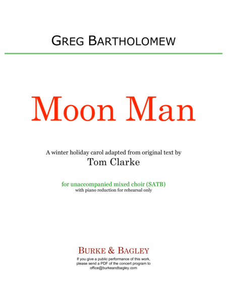 Moon Man Satb Sheet Music