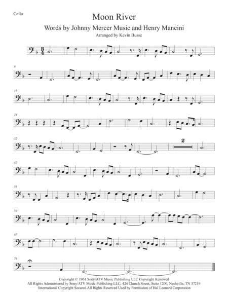 Free Sheet Music Moon River Cello