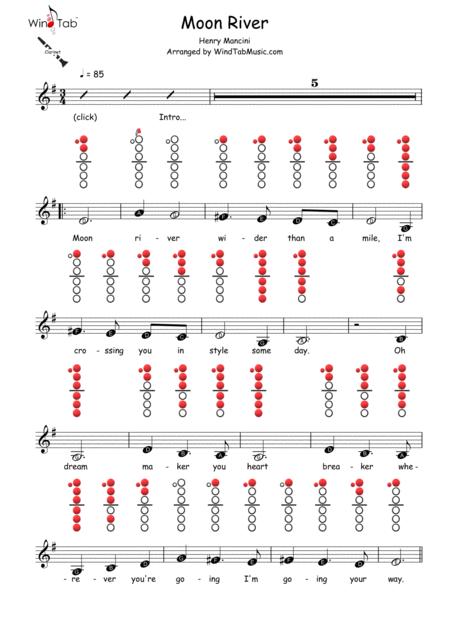 Free Sheet Music Moon River Clarinet Sheet Music Tab