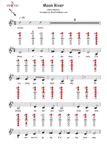 Moon River Clarinet Sheet Music Tab Sheet Music