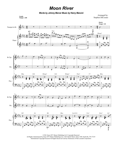 Moon River Duet For Bb Trumpet French Horn Sheet Music