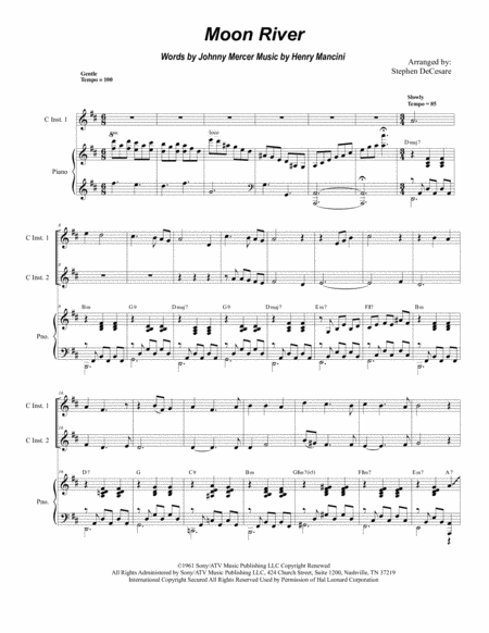 Moon River Duet For C Instruments Sheet Music