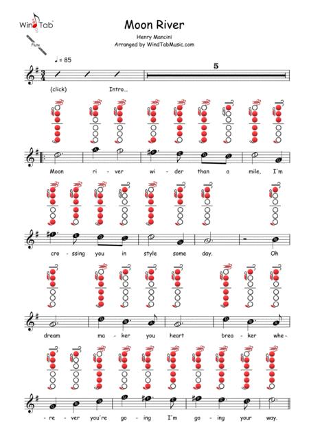 Moon River Flute Sheet Music Tab Sheet Music