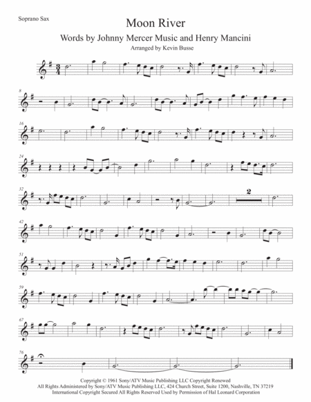 Moon River Soprano Sax Sheet Music