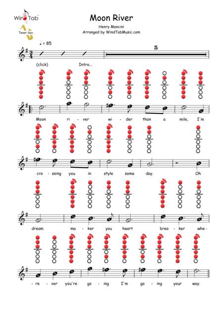 Free Sheet Music Moon River Tenor Saxophone Sheet Music Tab