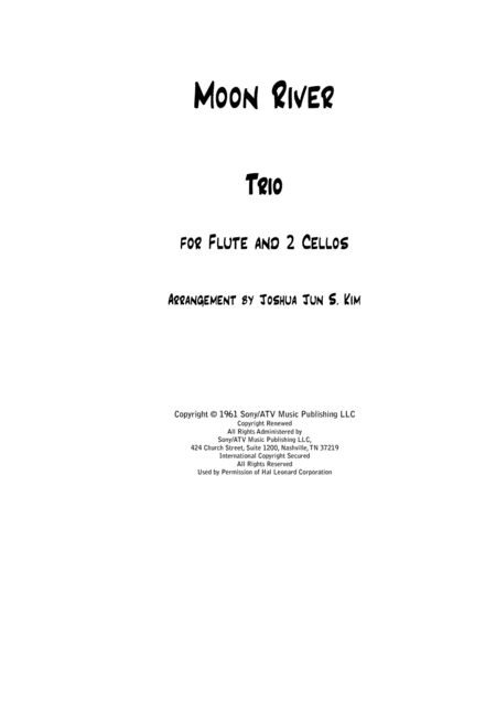 Moon River Trio For Flute And 2 Cellos Sheet Music