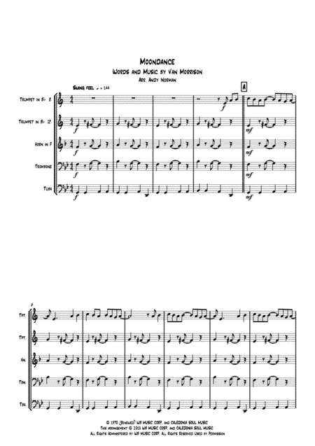 Moondance Brass Quintet Sheet Music