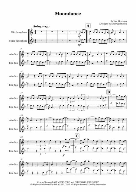 Free Sheet Music Moondance By Van Morrison Michael Buble Solo Saxophone In Eb Bb