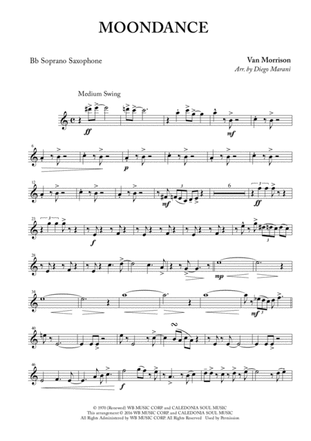 Moondance For Saxophone Quartet Sheet Music