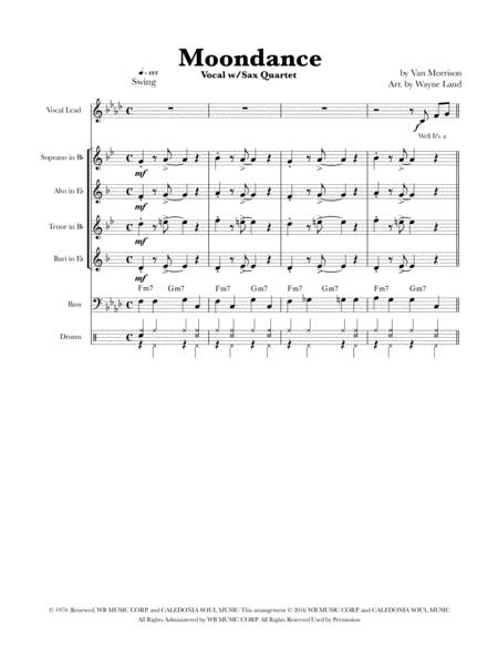 Moondance Saxophone Quartet W Vocal Lead Sheet Music