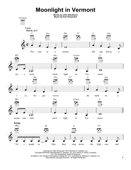 Free Sheet Music Moonlight In Vermont