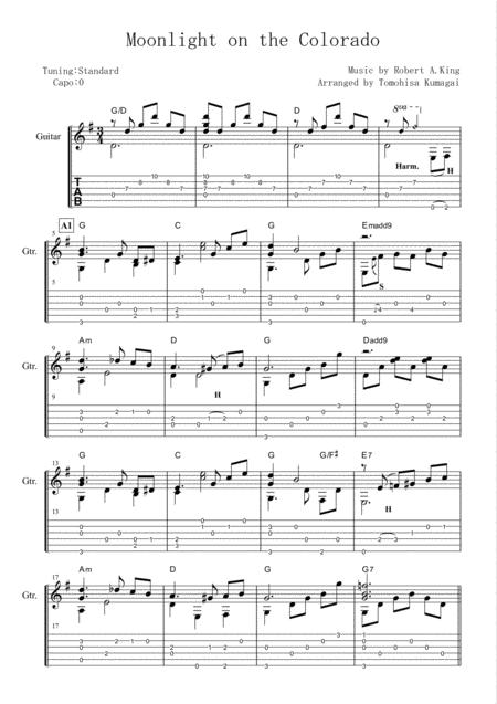 Free Sheet Music Moonlight On The Colorado Fingerstyle Guitar