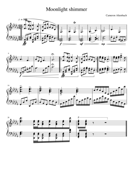 Free Sheet Music Moonlight Shimmer