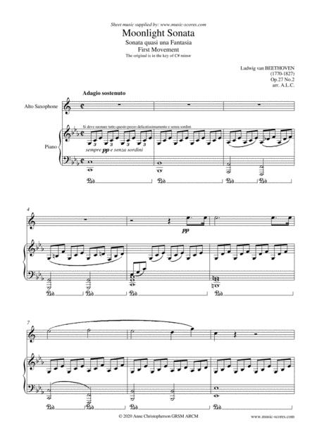 Free Sheet Music Moonlight Sonata 1st Movement Alto Sax