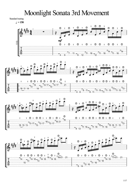 Moonlight Sonata C Minor 3rd Movement Solo Sheet Music