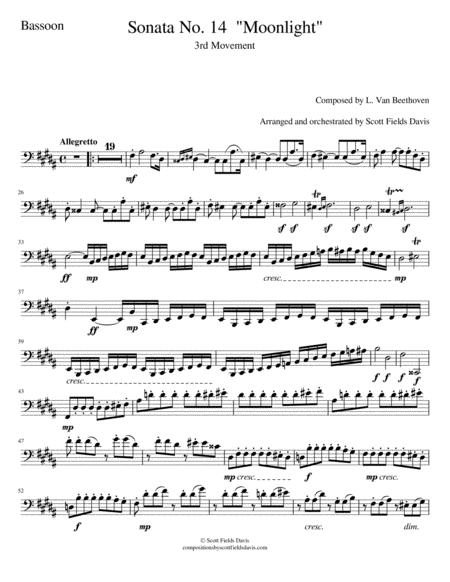 Free Sheet Music Moonlight Sonata Movement Iii For Orchestra Bassoon Part