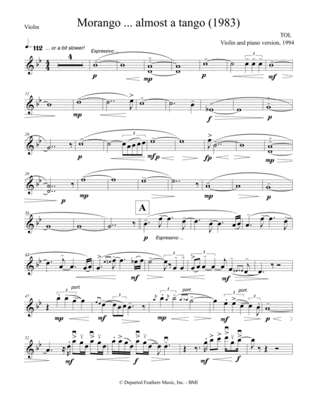 Free Sheet Music Morango Almost A Tango 1994 Version For Violin And Piano Violin Part