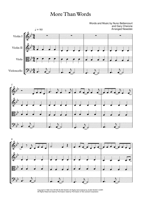 Free Sheet Music More Than Words String Quartet Score And Parts