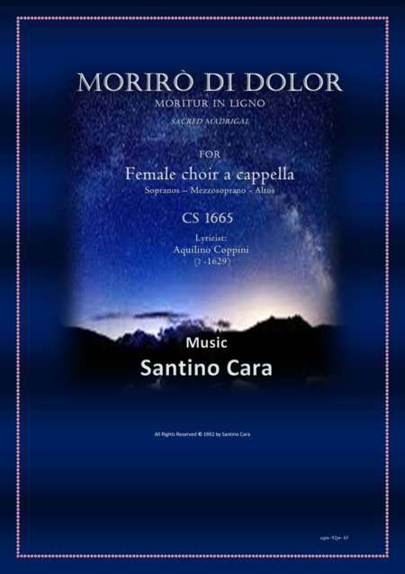 Morir Di Dolor Sacred Madrigal For Female Choir A Cappella Sheet Music