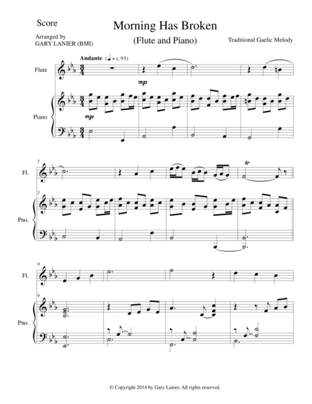 Morning Has Broken Flute Piano And Flute Part Sheet Music