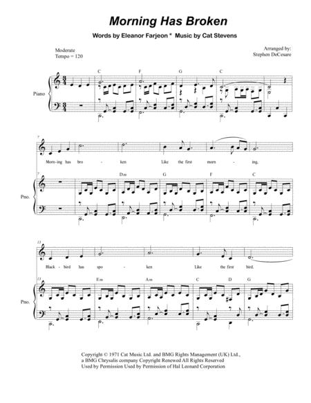 Morning Has Broken For Vocal Solo Sheet Music